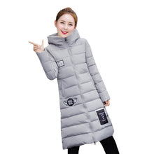 women full sleeve parkas coat cotton padded long over knee thick warm black coat casual clothing J4U66