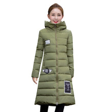 women full sleeve parkas coat cotton padded long over knee thick warm black coat casual clothing J4U66