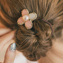 Women Hair Accessories Rhinestone Flower Crystal Hair Rope Imitation Pearl Floral Elastic Headband Rubber Pink Hair Band J4U66