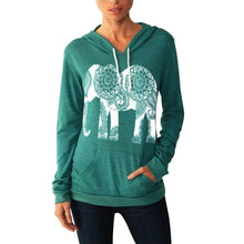 Hoodies Long Sleeve Elephant Print Sweatshirt Casual Basic Mujer Black Gray Hoodies S-XXL J4U66