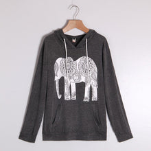 women hoodies long sleeve elephant print sweatshirt casual basic mujer black gray hoodies xxl J4U66