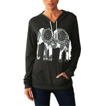 Hoodies Long Sleeve Elephant Print Sweatshirt Casual Basic Mujer Black Gray Hoodies S-XXL J4U66