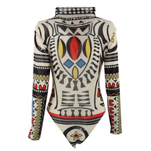women ladies printing slim bodycon long sleeve club playsuits jumpsuit tops transparent bodysuits tops J4U66