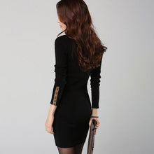 New Women Long Sleeve Bodycon Dress Crew Neck Club Evening Party Mini Dresses  J4U66