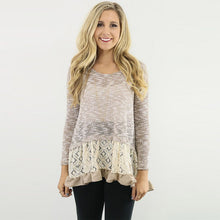 New Women Long Sleeve Slim Lace Hem off Two Sweater Knitting Wool Warm Pullover J4U66
