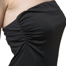 women maxi dress elegant strapless neckline ruched solid dress regular fit one piece black women elegant dress J4U66
