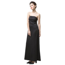 women maxi dress elegant strapless neckline ruched solid dress regular fit one piece black women elegant dress J4U66