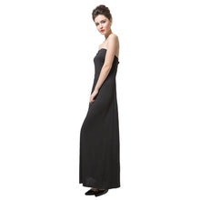 women maxi dress elegant strapless neckline ruched solid dress regular fit one piece black women elegant dress J4U66