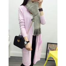 Women Medium long cardigan cashmere material loose sweater Sweaters for outerwear coat with pockets J4U66