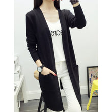 Women Medium long cardigan cashmere material loose sweater Sweaters for outerwear coat with pockets J4U66