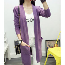 Women Medium long cardigan cashmere material loose sweater Sweaters for outerwear coat with pockets J4U66
