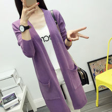 Women Medium long cardigan cashmere material loose sweater Sweaters for outerwear coat with pockets J4U66