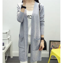 Women Medium long cardigan cashmere material loose sweater Sweaters for outerwear coat with pockets J4U66