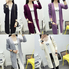 Women Medium long cardigan cashmere material loose sweater Sweaters for outerwear coat with pockets J4U66