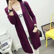 Women Medium long cardigan cashmere material loose sweater Sweaters for outerwear coat with pockets J4U66