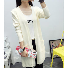 Women Medium long cardigan cashmere material loose sweater Sweaters for outerwear coat with pockets J4U66