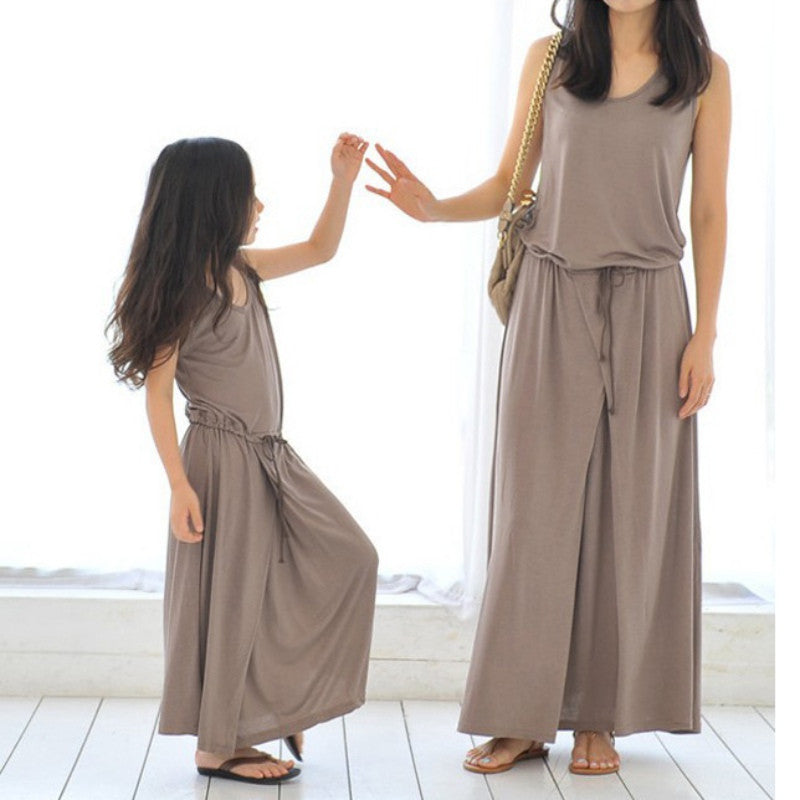 New Women Mother Daughter Matching Loose Dresses Girl Maxi Dress Clothes Outfit LE4 J4U66