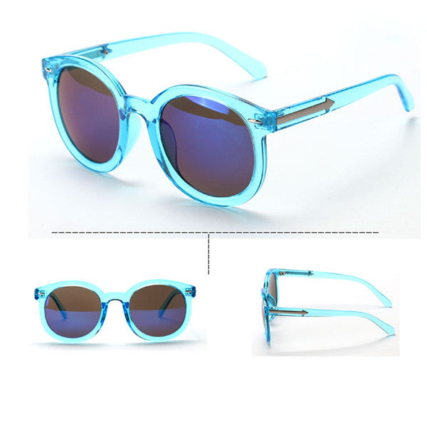 New Women Round Mirrored Lens Sunglasses Eyewear Plastic Frame Jelly Sun Glasses UV400  J4U66
