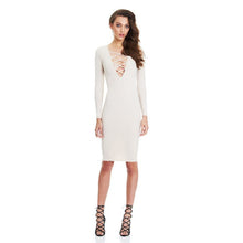 New Women Sexy Bandage Bodycon Casual Midi Dress Long Sleeve Party Dresses J4U66