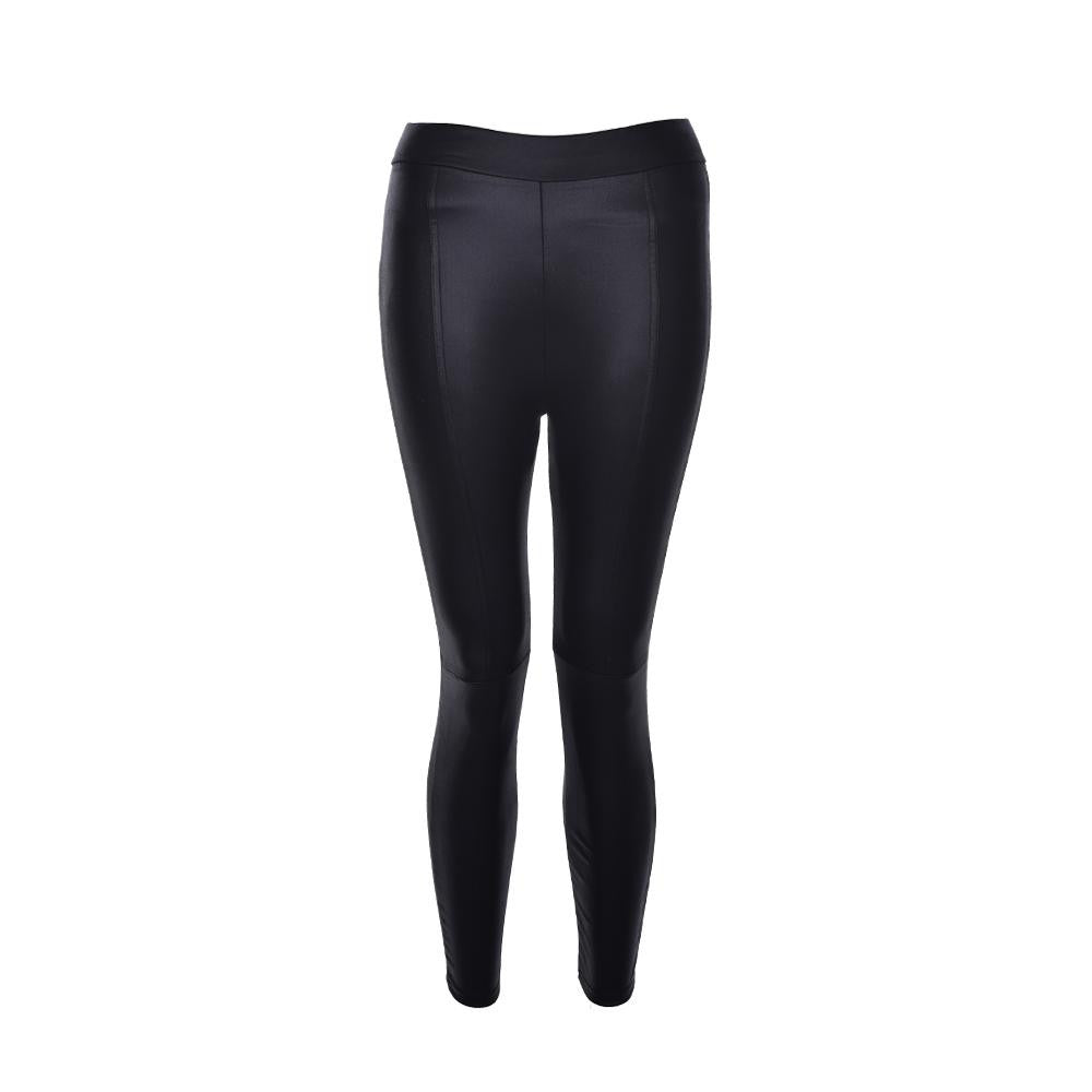 Women Sexy Faux Leather Leggings Slim Pant Elastic Stretch Skinny Pants Trousers Black J4U66