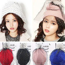 Stylish Knitted Hat Cap Supermodel Net Yarn Wool Hat Hat Beanies J4U66
