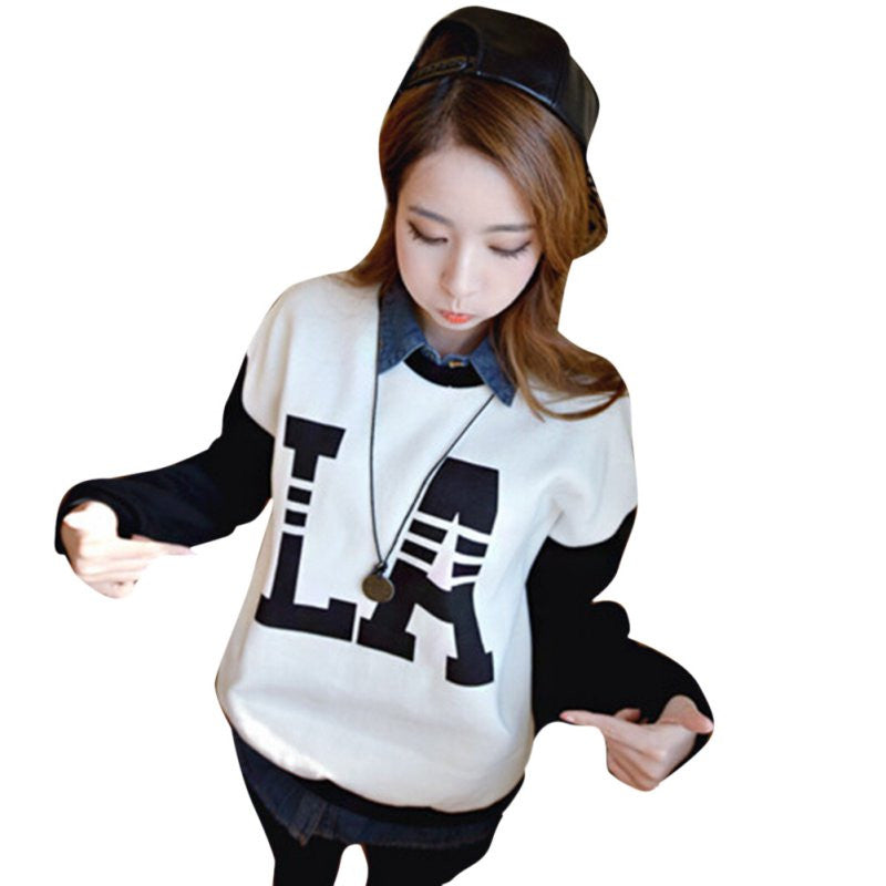 New Women Sweatshirts Pullover Jumper Crew Neck LA Printed Long Sleeve Tops New  J4U66