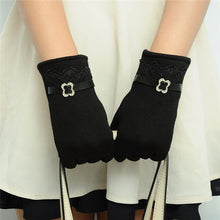 women touch screen cotton warm gloves weaved knit wrist gloves mittens J4U66