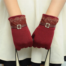 women touch screen cotton warm gloves weaved knit wrist gloves mittens J4U66