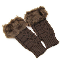 New Women Warm Soft Fur Fingerless Gloves Wrist Hand Knitted Mitten Wool Glove PY6 J4U66