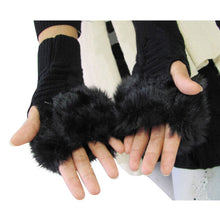 New Women Warm Soft Fur Fingerless Gloves Wrist Hand Knitted Mitten Wool Glove PY6 J4U66