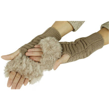 New Women Warm Soft Fur Fingerless Gloves Wrist Hand Knitted Mitten Wool Glove PY6 J4U66