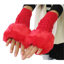 New Women Warm Soft Fur Fingerless Gloves Wrist Hand Knitted Mitten Wool Glove PY6 J4U66