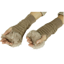 New Women Warm Soft Fur Fingerless Gloves Wrist Hand Knitted Mitten Wool Glove PY6 J4U66