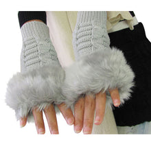 New Women Warm Soft Fur Fingerless Gloves Wrist Hand Knitted Mitten Wool Glove PY6 J4U66