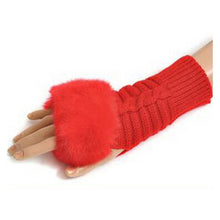 New Women Warm Soft Fur Fingerless Gloves Wrist Hand Knitted Mitten Wool Glove PY6 J4U66
