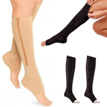 Zipper Compression Socks Zip Leg Support Knee Sox Open Toe Sock /XL Y1 J4U66