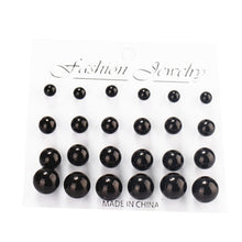 Women's 12 Pair Ear Stud Faux Pearl Round Ball Earrings Set J4U66