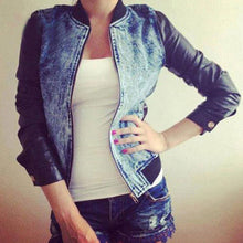 New Women's Blue Jeans Denim Jacket PU Long Sleeve Coat Fashion Outerwear P1 J4U66