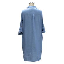 New Women's Casual Loose Short Mini Dress Denim Ladies Long Sleeve Shirt Dresses J4U66