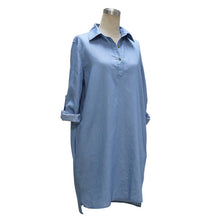 New Women's Casual Loose Short Mini Dress Denim Ladies Long Sleeve Shirt Dresses J4U66