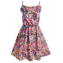 New Women's Floral Sleeveless Chiffon Beach Straps Mini Dress J4U66