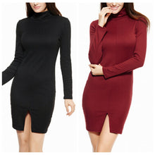 womens turtleneck sexy slim bodycon party dress knitwear sweater m l J4U66
