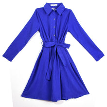 New Women's Vintage A-line Long Sleeve Slim Waist Lapel Party Casual Dresses  J4U66