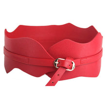 New Womens Girls Metal Buckle Irregular PU Leather Wide Waist Belt Waistband J4U66