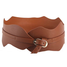 New Womens Girls Metal Buckle Irregular PU Leather Wide Waist Belt Waistband J4U66