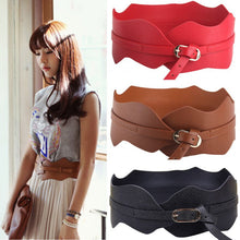 New Womens Girls Metal Buckle Irregular PU Leather Wide Waist Belt Waistband J4U66