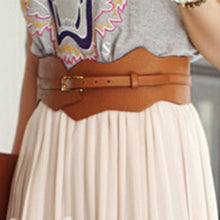 New Womens Girls Metal Buckle Irregular PU Leather Wide Waist Belt Waistband J4U66