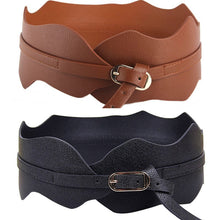 New Womens Girls Metal Buckle Irregular PU Leather Wide Waist Belt Waistband J4U66
