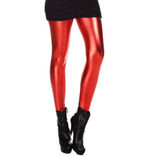 Womens PU Leather Pants High Elastic Waist Leggings Not Crack Slim Leather Leggings Trousers J4U66