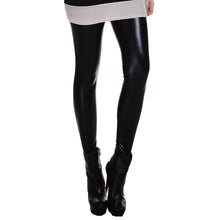 Womens PU Leather Pants High Elastic Waist Leggings Not Crack Slim Leather Leggings Trousers J4U66